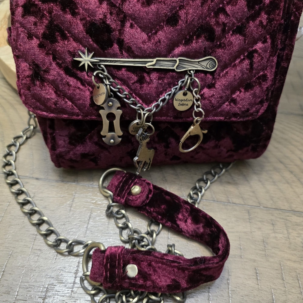 Harry Potter Burgundy Velvet Bag with Chain Strap